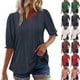 thumbnail image 1 of Camisas para adolescentes,Blusa de lentejuelas para mujer, manga corta, cuello en V, poliéster, corte holgado, informal, sopatenor, 1 of 9