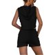 thumbnail image 3 of Conjunto de 2 piezas sin mangas con capucha para mujer con cordón elástico en la cintura y cómodos pantalones cortos de entrenamiento con capucha, 3 of 7