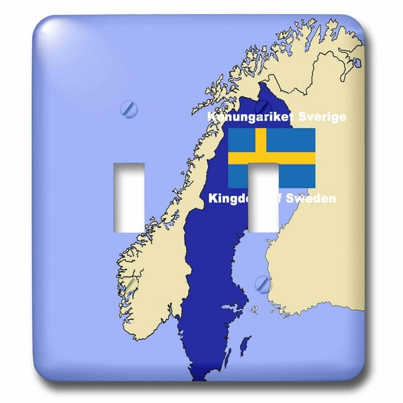 3dRose, Map and Flag of Sweden with the Kingdom of Sweden printed in both English and Swedish, double toggle switch