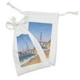 thumbnail image 2 of Landscape Fabric Pouch Set of 2, Panoramic View of Golden Gate Bridge San Francisco Coastline Nature Seascape, Drawstring Bag for Toiletries Masks and Favors, 9" x 6", Blue Turquoise, by Ambesonne, 2 of 2