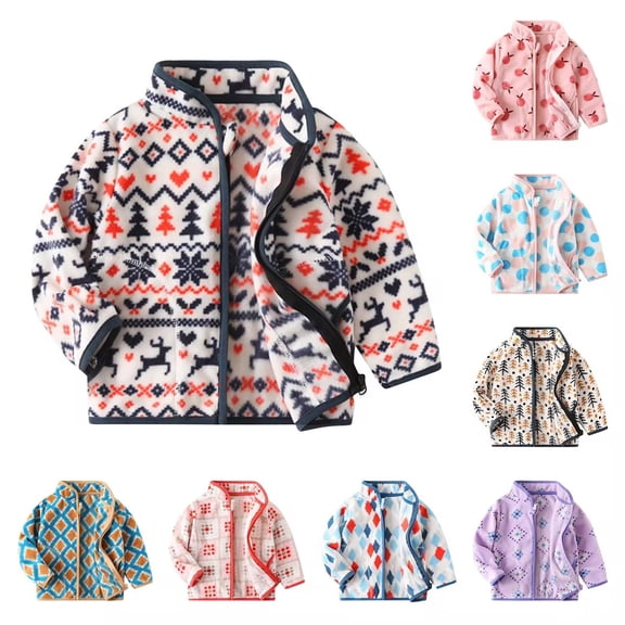 Bovxnpu Toddler Boys Girls Fall Winter Jacket, Girls Fleece Jacket Zipper Coat, Children's Teddy Fleece Top Zipper Jacket With Flannel Double-Sided Fleece Top Jacket