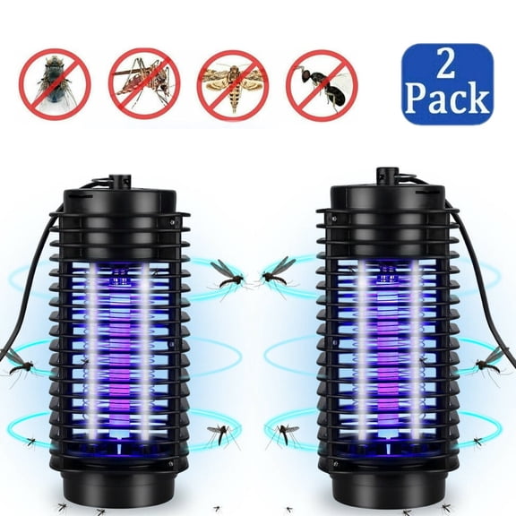 TIANLAIMEI Indoor & Outdoor 320 sq ft Electronic Bug Zapper, Black, 2 Count