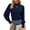 Navy Blue, variant on ZHENWEI Womens Mock Neck Puff Long Sleeve Tops Casual Loose Solid Basic T-Shirt Button Cuffs Pullovers Blouse