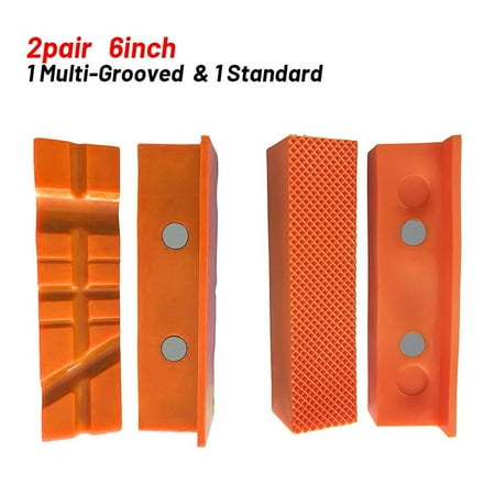 

4pcs 4 5 6Inch Magnetic Soft Pad Jaw Rubber For Metal Vise Bench Machine Tools 6inch orange