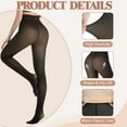 thumbnail image 3 of Fleece Lined Tights for Women, Thermal Warm Black Pantyhose Leggings, Fake Translucent Thick Tights for Winter, 3 of 7