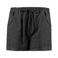 thumbnail image 2 of GZWYHT Shorts for Women Cotton Shorts Women's Summer Cotton Casual Striped Shorts Pocket Pants Lounge Pants Women Comfy Pants Women Black L, 2 of 5