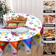 thumbnail image 4 of Happy Birthday Tablecloth Round - Birthday Cake Circle Table Cloth 60 Inch Colored Flags Flowers Table Cover for Home Kitchen Outdoor Patio, 4 of 7