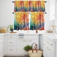 thumbnail image 3 of Colorful Forest Kitchen Curtains Valances and Tiers Set of 3 Retro Red Orange Green Tree Watercolor Botanical Tier Curtains and Valance with Rod Pocket for Small Windows, 27.5"x24", 3 of 9