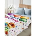 thumbnail image 4 of Twin Size Flat Sheet Only, Happy Birthday Soft Brushed Microfiber Bed Sheets, Colorful Balloon Gifts Patterns Hotel Quality Breathable Bedding Top Sheet, Easy Care, 66"x96", 4 of 9