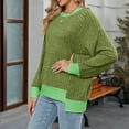 thumbnail image 7 of Olyvenn Long Sleeve Shirts for Women Tunic Tops Loose Fit Cute Casual Color Block Ribbed Knit Tops Lightweight Sweaters Green XL, 7 of 7