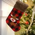 thumbnail image 3 of Christmas Stocking Cartoon Plaid Large Cute Tree Hanging Stocking Cuff Stocking, 3 of 10