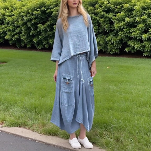 New Women's Casual Solid Color Loose Skirt Two Piece Suit Dress Formal Winter Bikini with Skirt plus Size Sequin Skirt plus Size Satin Evening Gown Full Sleeve Dress for Women Womens plus Size Dresses