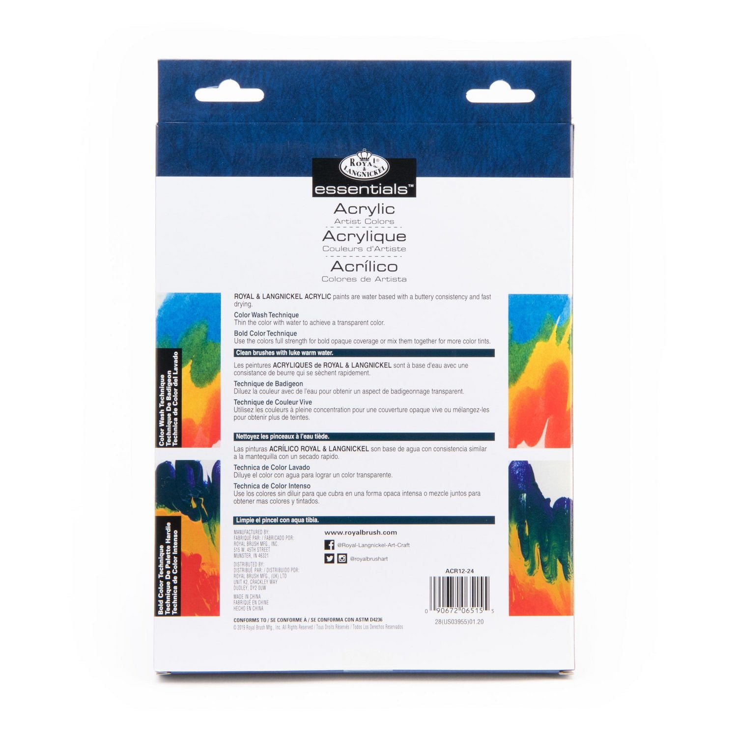 Royal & Langnickel - <br>Ensemble de peinture acrylique Essentials 12 ml, 24 couleurs Ensemble de peinture acrylique 12 ml, 24 couleurs