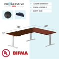 thumbnail image 2 of Progressive Desk L Shaped Standing Desk 78"x48", Corner 3 Stage Height Adjustable Electric Executive Desk - Rustic Hickory, Grey Frame, 2 of 2