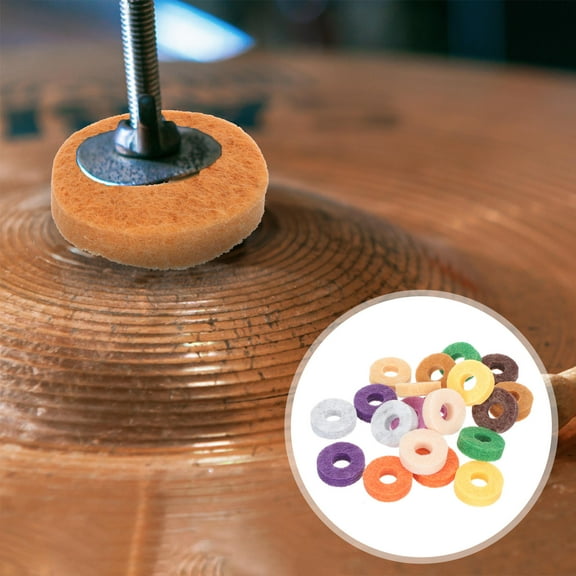 KONTONTY 20Pcs Drum Kit Cymbal Felt Pads Multi Color Cymbal Accessories Protective Rings