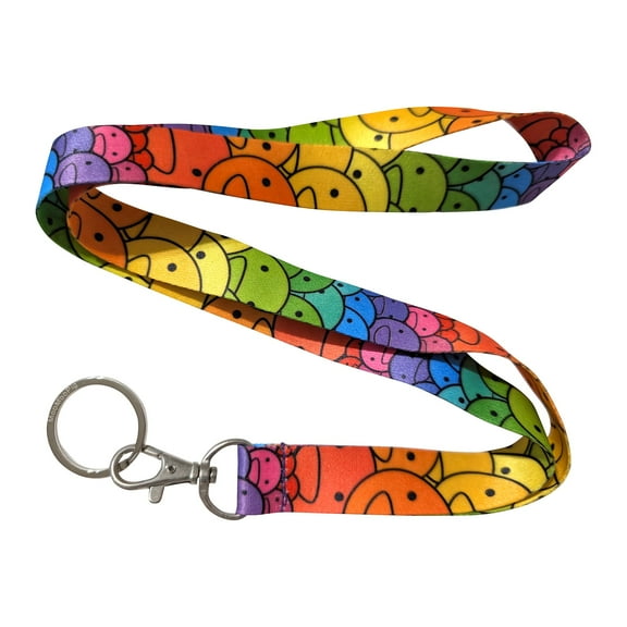 Smiley Face Rainbow Keychain Lanyard