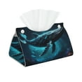 thumbnail image 2 of Lsque Vintage Blue Pattern Whale Printed Long Tissue Box Cover Holder, Facial Paper Organizer Dispenser,Triangle with Bottom Belt, PVC Leather Decorative Organizer, 2 of 9