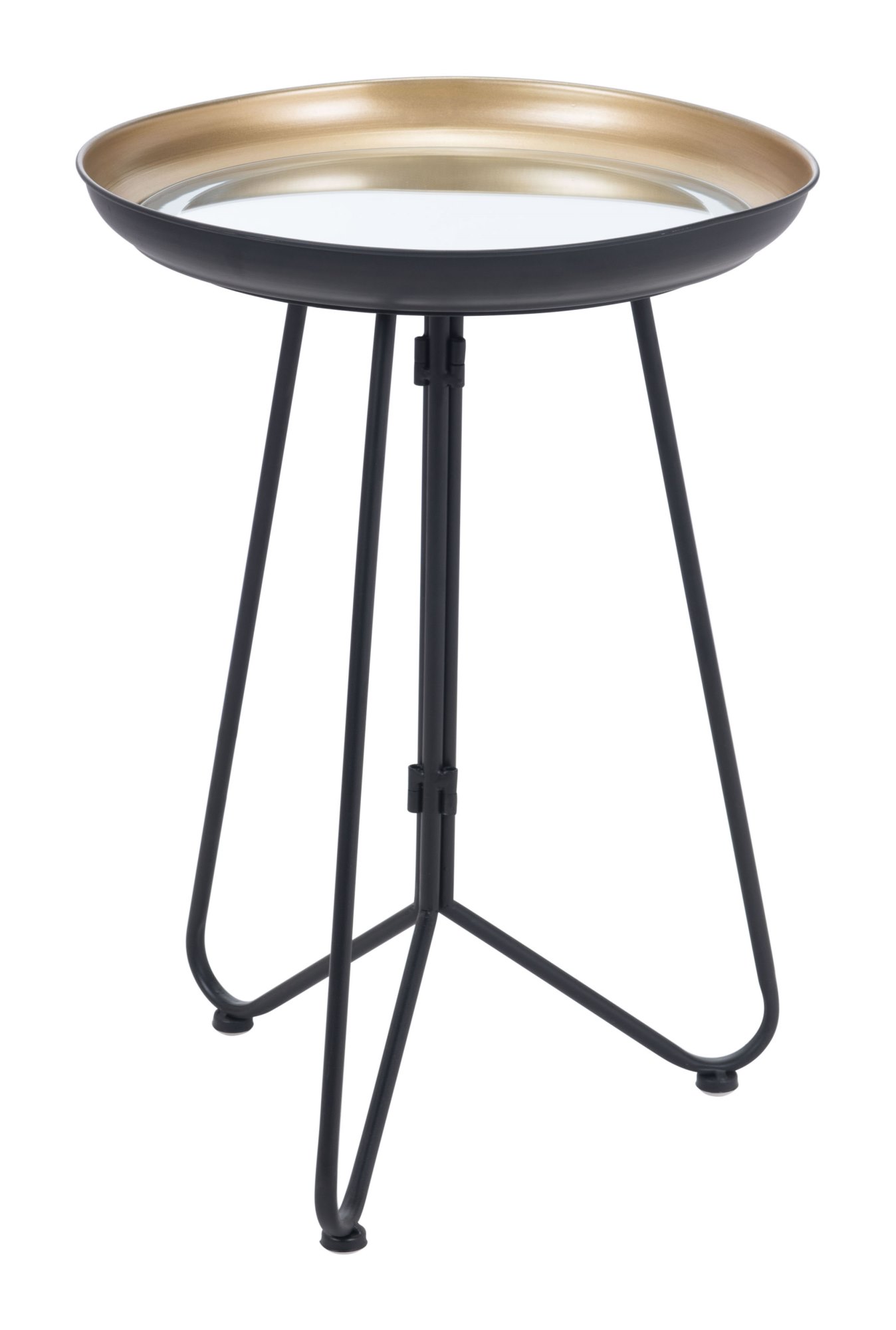 Sofa Side Table, Round, Glass, Steel Metal, Gold, Black, Living Lounge