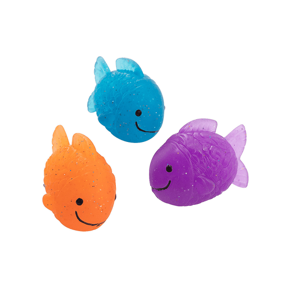 Fish-Shaped Bouncy Balls, Birthday, Toys, 12 Pieces