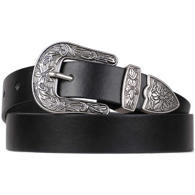 Cinturón vaquero WHIPPY de diseño vintage para mujer (negro)