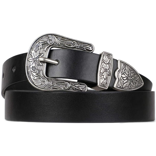 Cinturón vaquero WHIPPY de diseño vintage para mujer (negro)