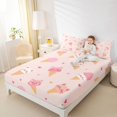 thumbnail image 2 of Manfei Kawaii Kitten Fitted Sheet Full, Ice Cream Cat Animal Bed Set, Pink, 3 Pieces, 1 Fitted Sheet and 2 Pillowcases, 2 of 6