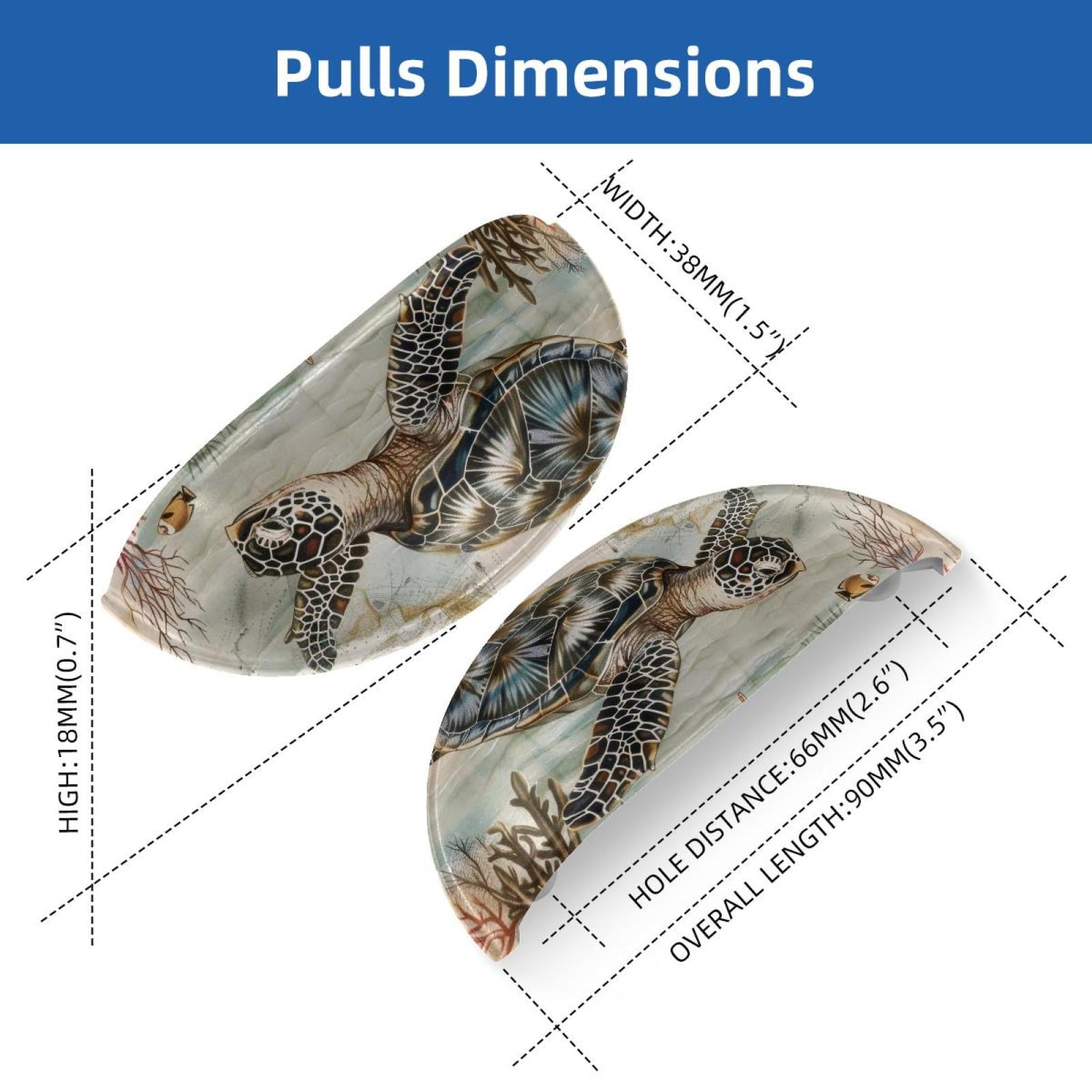 PhooArto 6 Pcs Cup Drawer Pulls, Sea Turtle Vintage Map Shell Shape Handles Cabinet Knobs for Dresser Cupboard Closet Wardrobe with Screws
