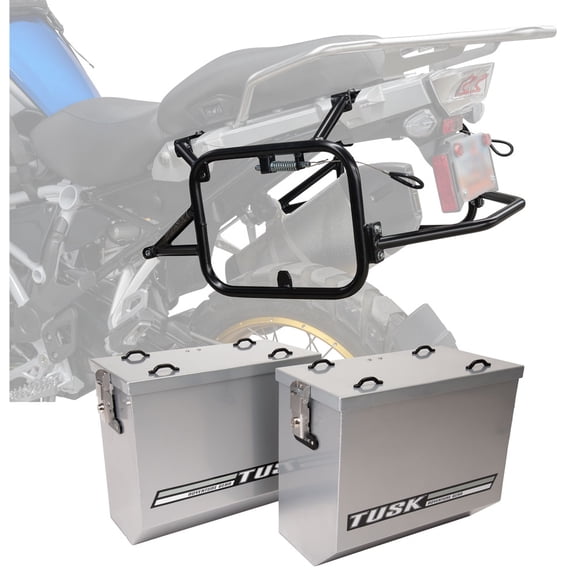 Tusk Aluminum Panniers with Pannier Racks V2 Medium Silver Panniers/Black Racks