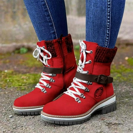 

Wefuesd Boots For Women Snow Boots Durable Outdoor Keep Warm Winter Ankle Boots Warm Boots Womens Fashion Boots For Women Red 38