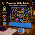 thumbnail image 3 of TOKKY Kids LED Glow Drawing Tablet, 3600mAh Rechargeable Light Up Doodle Board with Front & Rear Lights, 3 Brightness Levels & Stand,Blue, 3 of 6