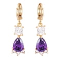 thumbnail image 1 of 1 par de pendientes para mujer, sencillos y elegantes, colgantes, multifacéticos, de circonita blanca y morada, joyería decorativa, regalo de cumpleaños y boda., 1 of 7