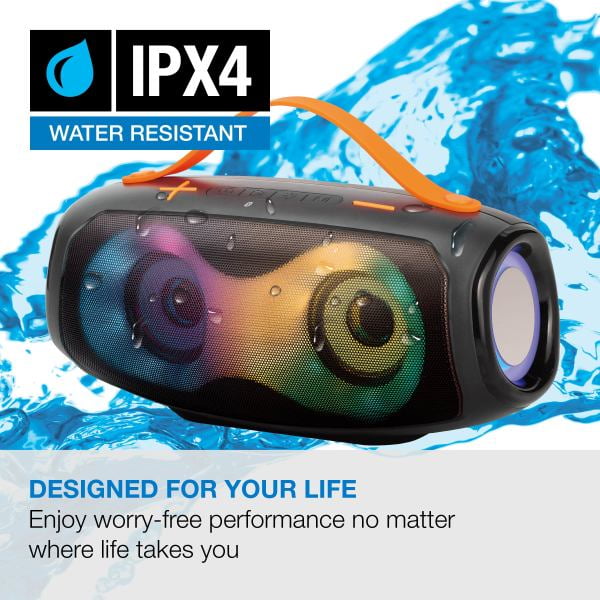 iLive IPX4 Splash Wireless Bluetooth Water Resistant Speaker with LED Lights, ISBW414B