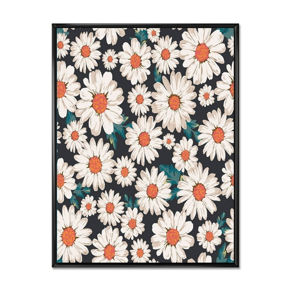 Designart 'Prolific of White Daisy Flowers' Traditional Framed Canvas Wall Art Print