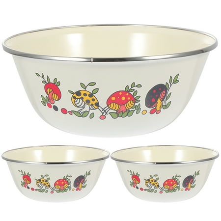 

3Pcs Food Bowls Salad Containers Food Serving Bowls Enamelware Bowl for Home