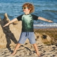 thumbnail image 3 of FORMRS Boys Rash Guard with Short Sleeves UPF 50+ Swim Shirts Sizes 3-12T, Green Forest, 3 of 6