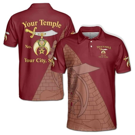 Custom Name Temple Shriners Noble Ancient Men's Polo Shirt S-5XL