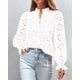 thumbnail image 3 of Blusa de Encaje PRETTYGARDEN para Mujer, Cuello en V, Manga Larga, Talla XXL, 3 of 6
