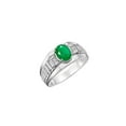 thumbnail image 6 of RYLOS Men's Rings 14K White Gold Ring Classic Designer Style 8X6MM Oval Gemstone & Diamond Ring Emerald May Birthstone Rings For Men Size 10, 6 of 7