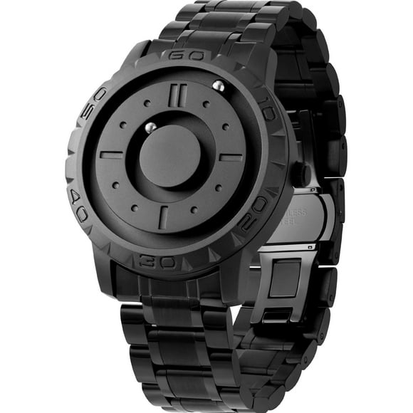 EUTOUR Watches Men Magnetic Watches 3D PVD One Piece Swiss Quartz Watch Waterproof Resin/Leather Steel Strap Black Dial