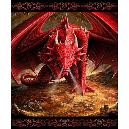 Anne Stokes Dragons Lair Taille Queen Couverture en Peluche Dragon, Mesure 79 par 94 Pouces