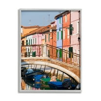 Stupell Town River Canal Boats Scenery Transportation Photography Gray Framed Art Print Wall Art