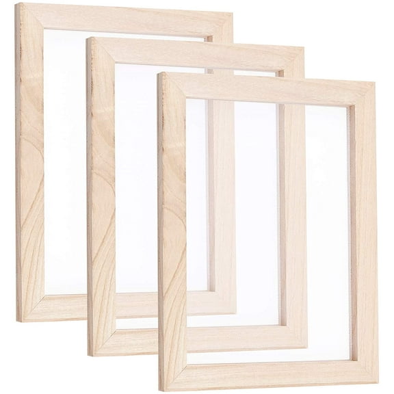 3pcs 24.9x19x1.2cm Rectangle Burly Wood Paper Making Mould Frame Screen Tools Deckle Screen Printing Frame for DIY Paper Craft