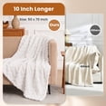 thumbnail image 4 of MARNUR Extra Large Sofa Throws 50"x70", Heavyweight Jacquard Sherpa Throw Blanket, 340GSM Thick Cozy Fleece Blankets for Couch, Bed, Ultra Soft Luxury Decorative Blanket, White, 4 of 11