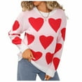 thumbnail image 2 of Qetyuw Womens Fall Drop Shoulder Sweaters Cute Heart Print Long Sleeve Chunky Jumper Casual Loose Fit Sweater, 2 of 9