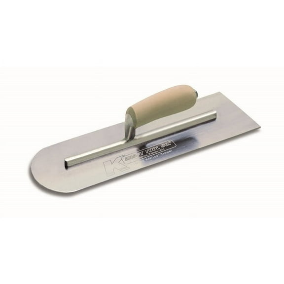 Kraft Tools CF343 18"x5" Round Front/Square Back Cement Trowel w/Camel Back Wood Handle