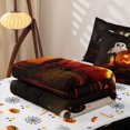 thumbnail image 5 of Erosebridal Spooky Pumpkin Lantern Zipper Full Size Comforter Sets with Fitted Sheet and 2 Pillowcases, Cute Ghost Zipper Bedding Set for Boys Girls, Dark Black Orange, Halloween Reversible, 5 of 7