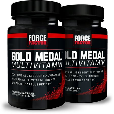 (2 pack) (2 pack) Force Factor Gold Medal Multivitamin Essentials for Men and Women with B Vitamins, Zinc, Vitamin D, Iron, Vitamin C, Vitamin A, 30 Ct.