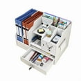 thumbnail image 3 of Organisateur de Bureau en Bois Multifonctionnel : Porte-Dossiers A4 avec Tiroir, Étagère de Rangement Multi-Couches pour Fournitures de Bureau, Étagère de Rangement Gain de Place, Assemblage Facile et Robuste, Cadeau Idéal pour, 3 of 6