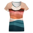 thumbnail image 5 of Ocean Sunset Layers Women's Blouse Short Sleeve Women's Top T-Shirt Spring Summer Clothes, 5 of 7