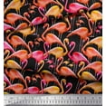 thumbnail image 2 of Soimoi Japan Crepe Satin Fabric Flamingo Bird Print Fabric by Yard 42 Inch Wide, 2 of 3